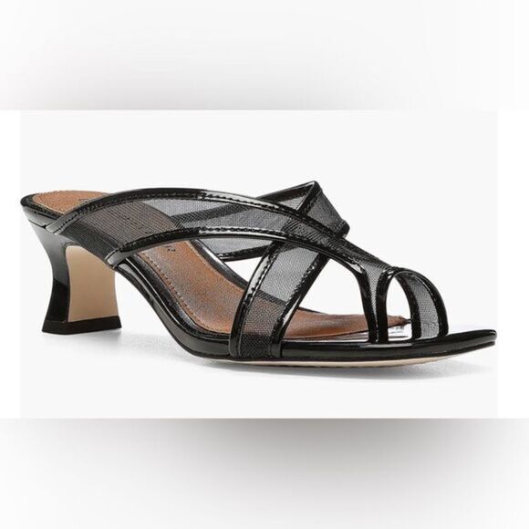 NIB Donald Pliner Women’s Chic Squared Toe Black Sandal 2” Heel - Size 7.5 - Picture 1 of 10